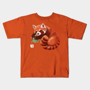 Red Panda Pouring Tea Kids T-Shirt